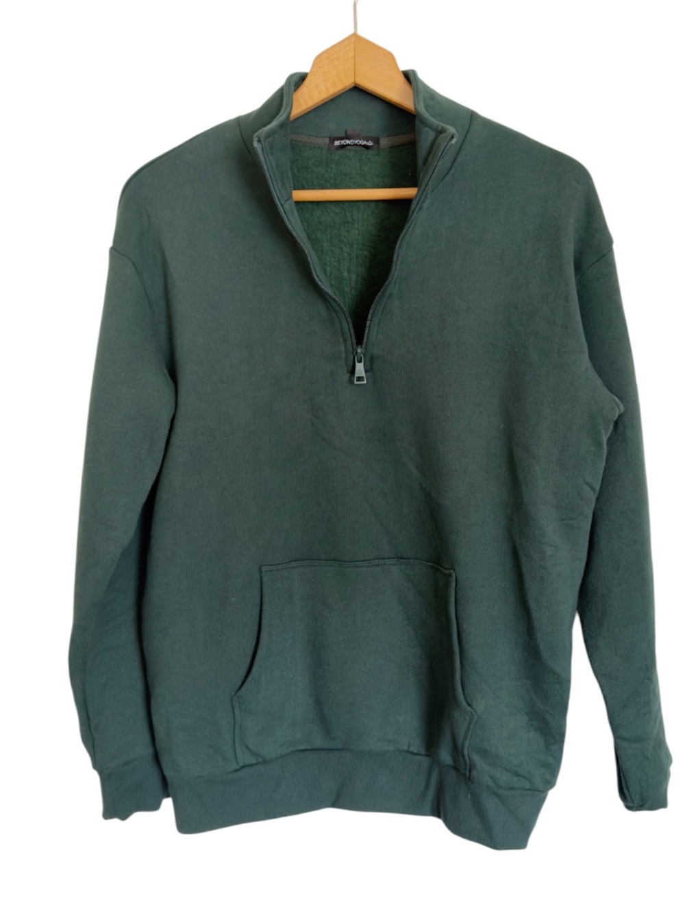 Beyond Yoga Recharge Forest Green Quarter Zip Fleece Pullover Sweatshirt size XS